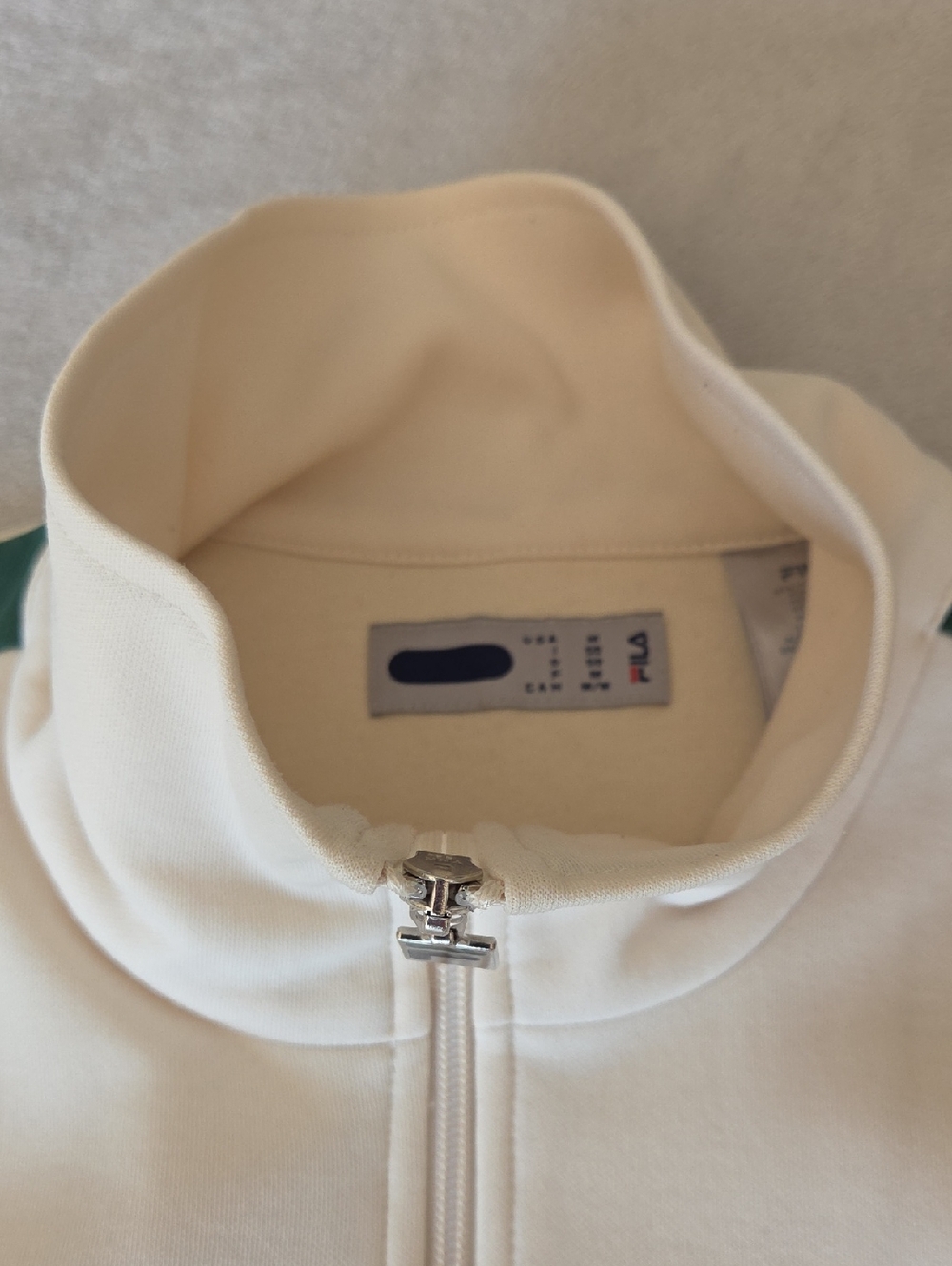Excellent Men's Fila Tracksuit Top. Cream, Green & Blue. Size M - Picture 4 of 6